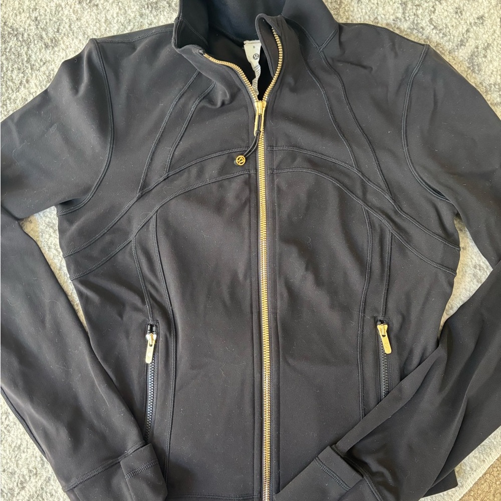 Lululemon Define jacket Nulu Black Zip-Up with Gold Accents